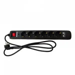 Eurobric Regleta 6 Tomas + 2 USB con Interruptor 1.5m