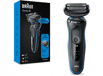 Afeitadora - Braun Series 5 51-B1000S, 3 Cuchillas, Tecnología AutoSense, EasyClick, Detección automática, Wet & Dry, Azul