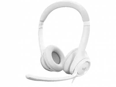 Auriculares - Logitech USB Headset H390, De diadema, Con cable, Para PC, Micrófono, Cancelación de ruido, Blanco