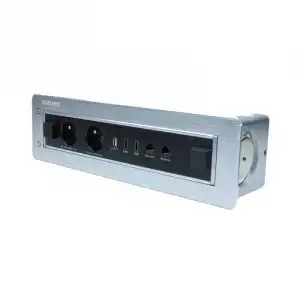 Kimex Caja De Conexión De Mesa Motorizada 2x RJ45/USB/2x HDMI/2x Schuko Gris