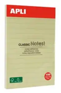 Notas adhesivas Apli amarilla con rayas (150 x 100 mm)