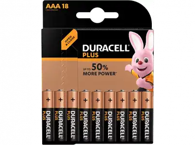 Pilas AAA - Duracell Plus Power LR03, Alcalino, 1.5 V, 18 Uds