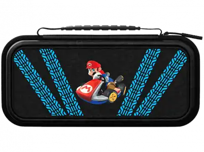 Funda - PDP Travel Case Plus Glow Kart Drift, Para Nintendo Switch, Con cremallera, Negro y Azul