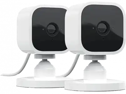 Cámara de vigilancia IP - Amazon Blink Mini, Pack 2, Full HD, 1080p, Detección movimiento, Alexa, Blanco