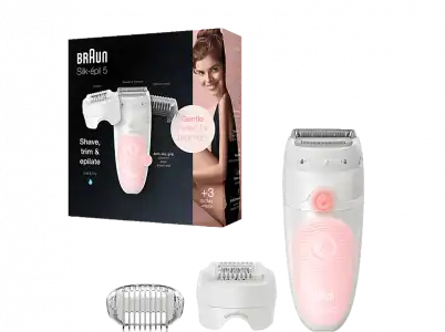 Depiladora - Braun Silk-Épil 5 5-620, Tecnología Micro-Grip con 28 pinzas, Wet&Dry, Rosa