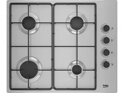 Encimera - Beko HIGG 64103 SXN, Gas Natural (opc G. Butano), 4 quemadores, Inox