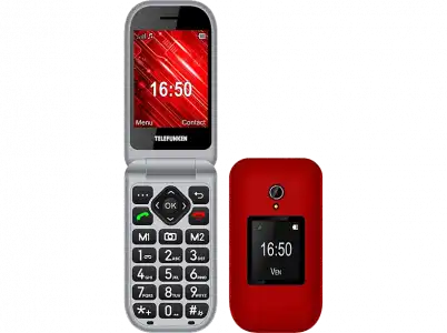 Móvil - Telefunken S460, 32 MB RAM, 1000 mAh, 2G, Tarjeta SD, Teclas extra grandes, Botón SOS, Rojo