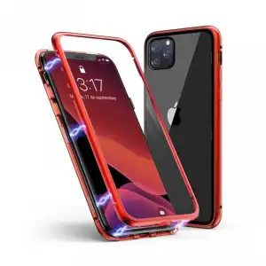 Nueboo Funda Magnética con Cristal Templado Roja para iPhone 11 Pro Max