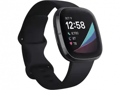 Reloj deportivo - Fitbit Sense, Negro, Avanzado de Salud, Métricas Salud exclusivas, + 6 días batería