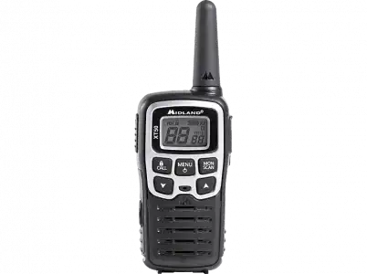 Walkie Talkie - Midland XT50, gris, 8km de alcance, 24 canales, manos libres, cargador sobremesa