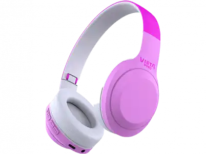 Auriculares inalámbricos - Vieta Pro Kids 2, Diadema, Hasta 15 hs,. Radio FM, Protección -85db, Rosa/Blanco