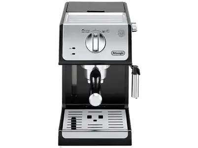 Cafetera express - De'Longhi ECP33.21.BK, Bomba de presión Thermoblock, 15 bar, 1100 W, 1.1 l, 2 cafés, Plata y Negro