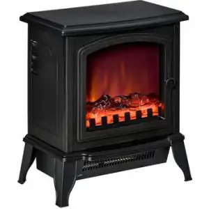 Chimenea Eléctrica De Abs Vidrio Homcom 36,5x24x45,5 Cm-negro