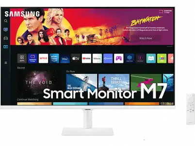 Monitor - Samsung Smart M7 LS32BM701UPXEN, 32", UHD 4K, 4 ms, 60 Hz, Puerto USB, WiFi, Bluetooth, Blanco