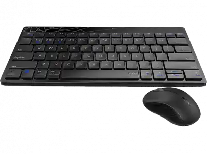 Pack Teclado + Ratón - Rapoo 8000M, Inalámbricos, 2 Receptores, Bluetooth, Negro