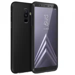 Avizar Funda Protectora de Silicona y Policarbonato Protección Total Negra para Samsung Galaxy A6 Plus