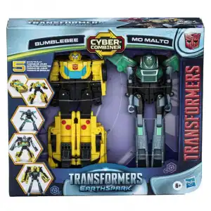 Hasbro Original Transformers Earthspark Cyber-combiner Figura Terran Bumblebee y Mo Malto