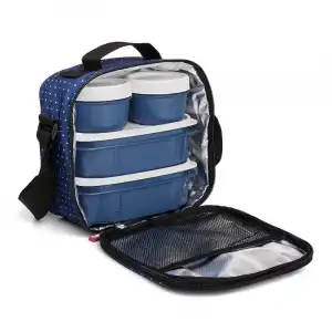 TATAY Urban Food Casual Bolsa Térmica Porta Alimentos 3L con Recipientes Dots Azul