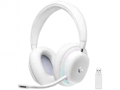 Auriculares gaming - Logitech G735, Aurora Collection, Inalámbricos, Bluetooth, Lightspeed, Lightsync RGB, PC, Móvil, Blanco