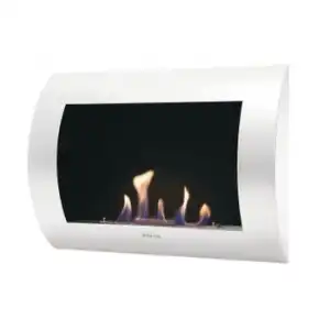 Chimenea De Etanol Mural Con Panel Frontal Curvado