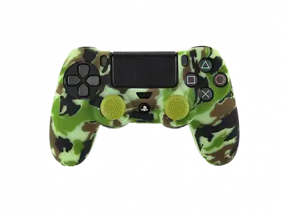 Funda - FR-TEC Camo Woodland, Para PS4 + Grips, Silicona