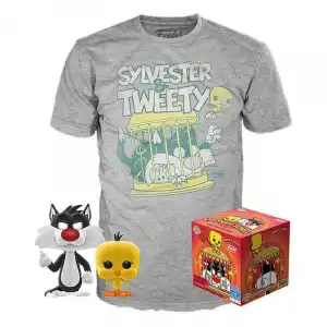 Funko Pop Looney Tunes Silvestre & Piolín Version Terciopelo + Camiseta M