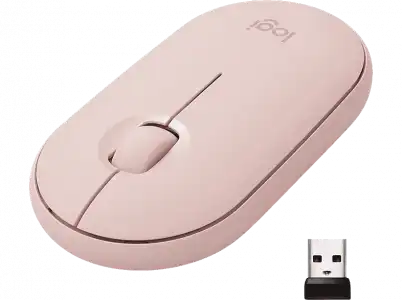 Ratón inalámbrico - Logitech M350, Para PC, Mac, Linux, Bluetooth, Receptor nano-USB, Óptico, Rosa