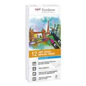 Tombow ABT-12P-1 - rotuladores tipo pincel con dos puntas - 12 unidadescolores primarios