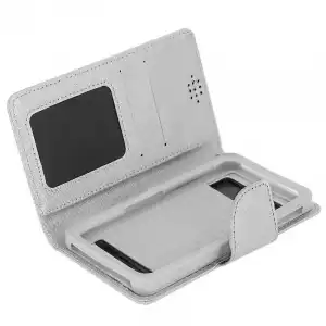 Avizar Funda Libro Plateada para Smartphone Max. 162x155x81mm