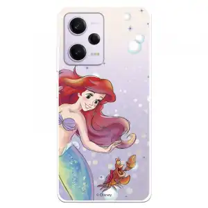 Funda Para Xiaomi Redmi Note 12 Pro 5g Oficial De Disney Ariel Y Sebastián Burbujas - La Sirenita