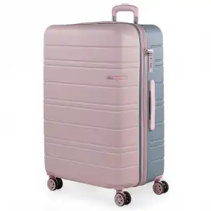 Maleta Grande San Marino En Abs Extensible Con Capacidad De 113l Con Tsa, Color Rosa-plata