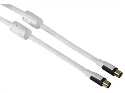 Cable Coaxial - Hama, 1.5m, 2xCoax, Blanco