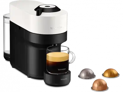 Cafetera de cápsulas - Nespresso® Krups Vertuo Pop XN920110, 1500 W, 0.56 L, Tecnología Centrifusion, Wi-Fi, Coconut White