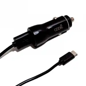 Cool Cargador Coche 2x USB 2.4A Con Cable USB-C Negro