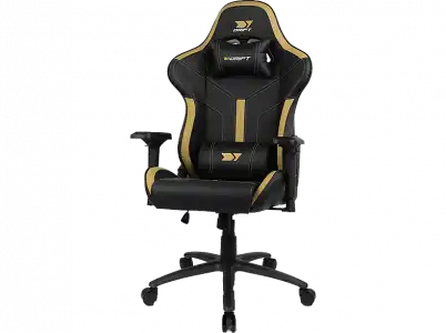 Silla gaming - Drift DR350, Polipiel, Reposabrazos 4D, Ruedas silenciosas, Inclinación, Dorado