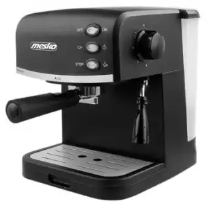 Cafetera Espresso Manual 15 Bares 1,5 L, Brazo Doble Salida, Espumador Leche, Café, Capuccino Negro 850w Mesko Ms 4409