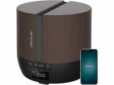 Humidificador - Cecotec PureAroma 550 Connected Black Woody, 0.5 l, 30 m², Altavoz, 25 ml/h, Bluetooth, Negro