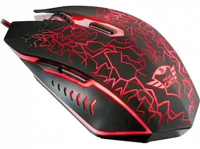 Ratón gaming - Trust GXT 105, 2400DPI, con cable, Ambidiestro Negro, Rojo