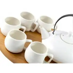 Tetera De Cerámica Y Metal Con 4 Tazas