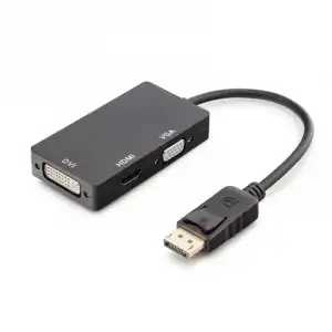 Unotec Adaptador DisplayPort a DVI-I/HDMI/VGA Negro