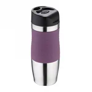 Bergner Taza de Viaje Térmica en Acero Inoxidable y Silicona 400ml Morado