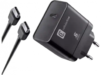 Cargador - CellularLine ACHSMKITC2C45WK, USB C, Universal, 100 cm, Negro