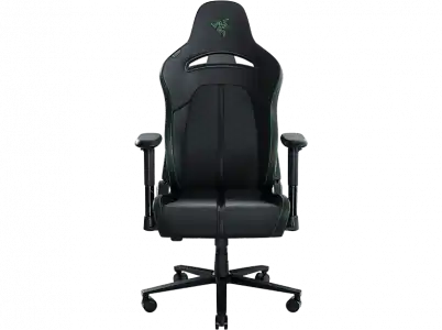 Silla gaming - Razer Enki X, Reposabrazos 2D, Carga máxima 136 kg, Cuero sintético, Arco lumbar, Negro/Verde