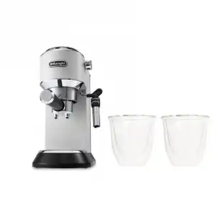 DeLonghi Dedica EC685.W Cafetera de Espresso Blanca + Juego de 2 Tazas Espresso 90 ml