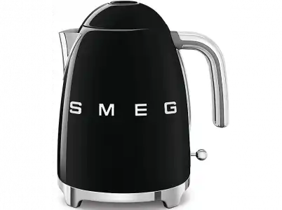 Hervidor de agua - Smeg KLF03BLEU, 1.7 l, Retro, 2400 W, Con cable, Acero inoxidable, Rotación 360º, Negro