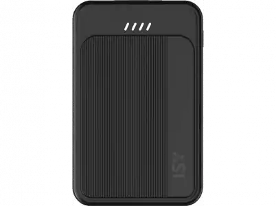 Powerbank - Isy IPP-5000-C-BK, 5000 mAh, 2.4 A, Control de carga, Micro USB, USB-C, Negro