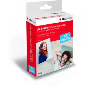 AgfaPhoto ASQC20 Cartucho de Papel Fotográfico 20 Hojas Compatible con Realipix Square P/Square S