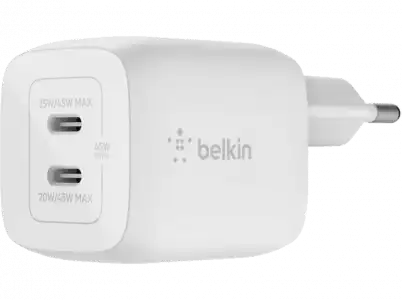 Cargador - Belkin BoostCharge Pro, USB-C, 65 W, Carga Rápida, Tecnología GaN, Blanco