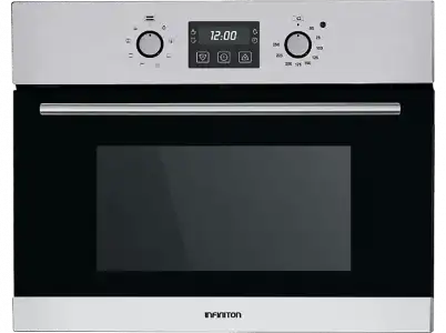 Horno compacto - Infiniton 45AXD8, Multifunción, Esmalte fácil de limpiar, 40 l, 59.5 cm, Doble acristalamiento, Acero Inox