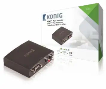 König Convertidor Hdmi, Entrada Hdmi A Vga Hembra + Audio Rl, Gris Oscuro, Instalación Sencilla